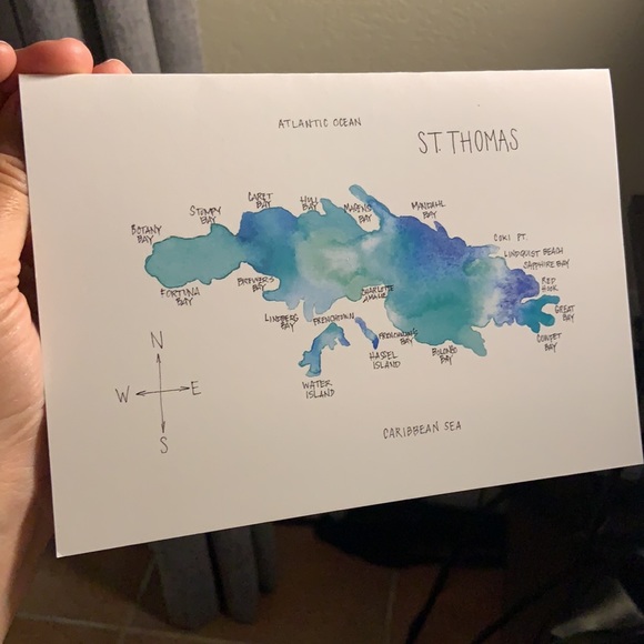 (5) Watercolor Map Series Greeting Cards - Picture 4 of 5